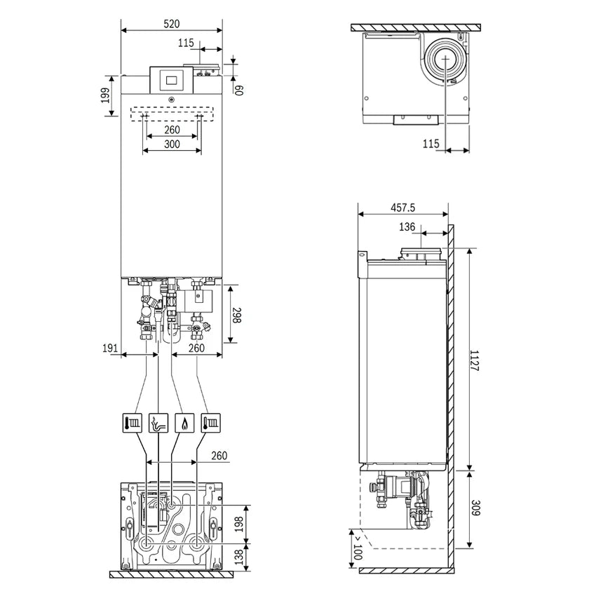 Bosch Condens GC7000WP-100 Caldaia a condensazione murale 100 kW, ad alta potenza per centrali termiche, SOLO riscaldamento 7736702314