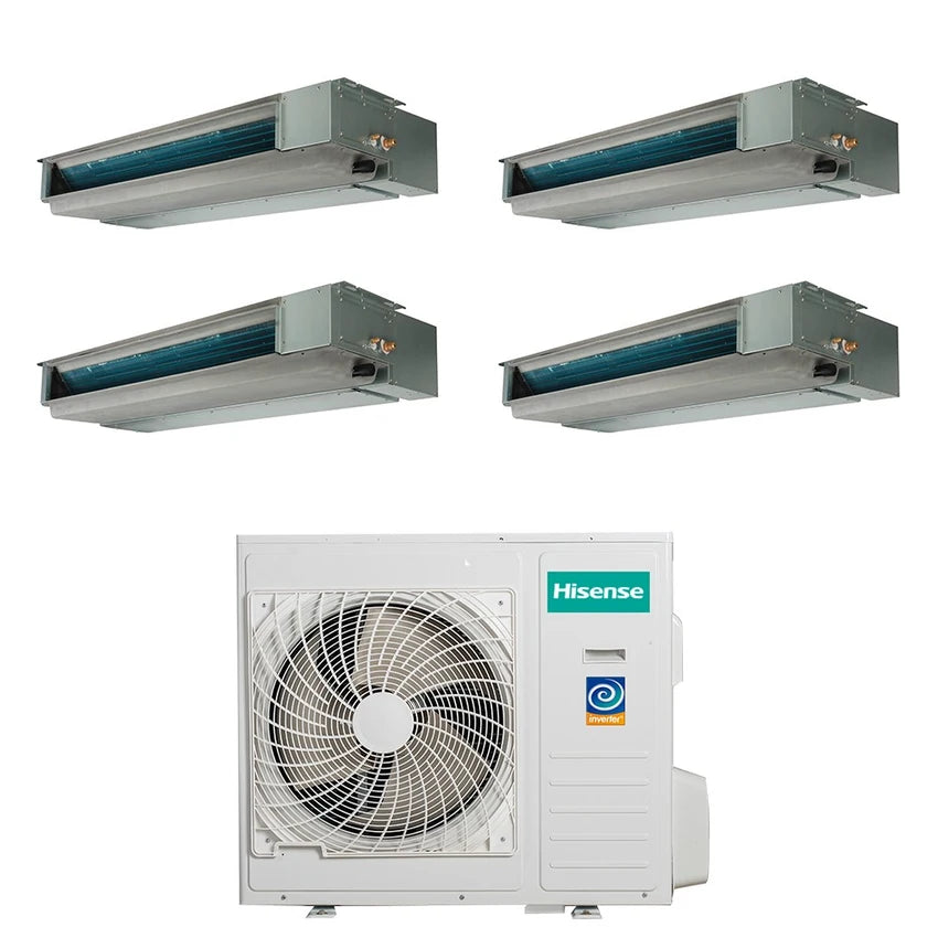 Hisense CANALIZZABILE commerciale R32 Climatizzatore canalizzabile quadri split inverter | unità esterna 8 kW unità interne 9000+9000+9000+12000 BTU
