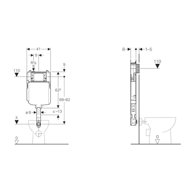 Cassetta wc a incasso GEBERIT GBR109.790.00 bianco pulsante doppio comando 9 L